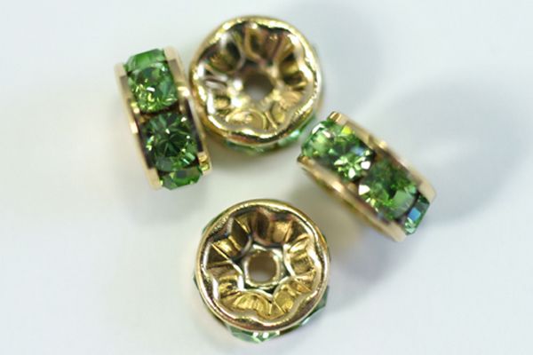 4pc GORGEOUS SPARKLY No 5820 6mm PERIDOT CRYSTAL SWAROVSKI CRYSTAL RONDELLE BEADS